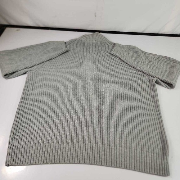 Calvin Klein Mens Pullover Sweater Gray Mock Neck 1/4 Zip Ribbed Knit Cotton L - Picture 3 of 5